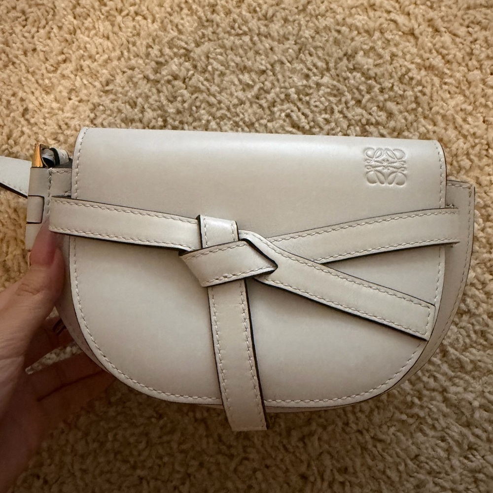 Loewe Cream Leather Gate Belted Bag